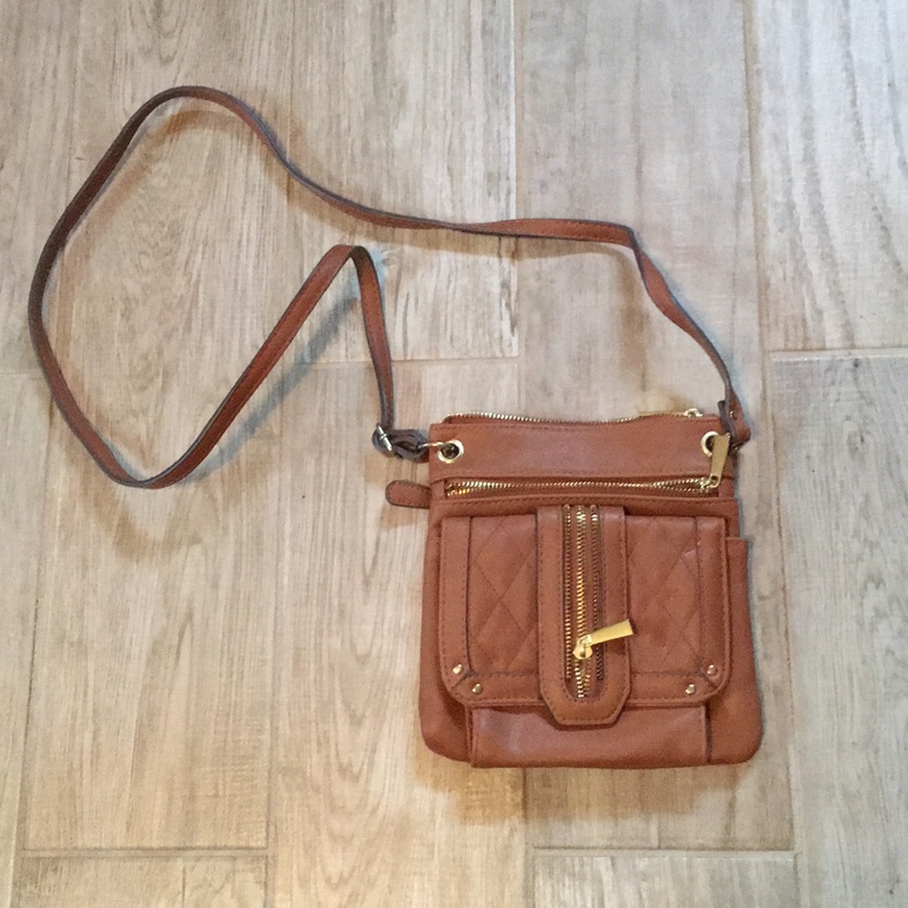 Brown & gold crossbody purse